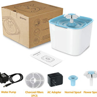 Dispensador de agua para mascotas, diseño de gato, sano, higiénico y muy silencioso, con 2 filtros de repuesto para perros, gatos, pájaros y animales pequeños, color azul - BESTMASCOTA.COM