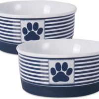 Bone Dry DII Paw Patch & Stripes Ceramic Pet Bowl for Food & Water with Non-Skid Silicone Rim for Dogs and Cats - BESTMASCOTA.COM