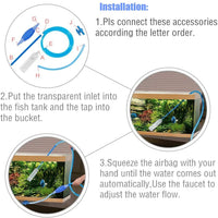 MisteSun - Limpiador de acuario para acuario, bomba de vacío Siphon, cambiador de agua con cinta de control de flujo ajustable y cepillo de limpieza para acuario - BESTMASCOTA.COM