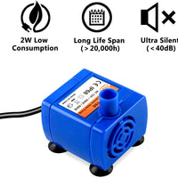 Veken Bomba de repuesto para fuente de agua para gato, fuente de mascotas, ultra silenciosa, larga vida útil, bomba de agua con adaptador y cable de alimentación de 6 pies - BESTMASCOTA.COM