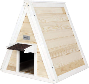 Petsfit - Casa de gato triangular para exteriores con puerta de escape para todos los gatos - BESTMASCOTA.COM