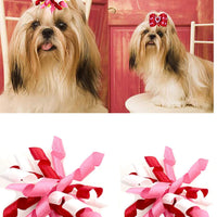 MaSue Pets - 20 lazos para el pelo de perro, 10 pares, para día de las valanetinas, lazos curvos románticos para perros, color rosa y rojo, lazos para perros con diamantes y amor - BESTMASCOTA.COM