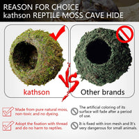 Kathson Reptile Moss Cueva Ocultar para la humedad, 6" Mossy Oculto para tortuga Crested Gecko Araña Lizard Rana Camaleón (2 unidades) - BESTMASCOTA.COM