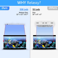 Relassy Luz de acuario, 300 W de espectro completo, luz de arrecife de coral LED para acuario de agua salada, tanque de peces de agua dulce con 2 regulables luz blanca y azul - BESTMASCOTA.COM