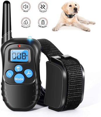 Runpettee - Collar de entrenamiento para perro, totalmente impermeable, recargable, con vibración, golpes, tono y retroiluminación LCD, collar electrónico de choque de Vibra, XL - BESTMASCOTA.COM