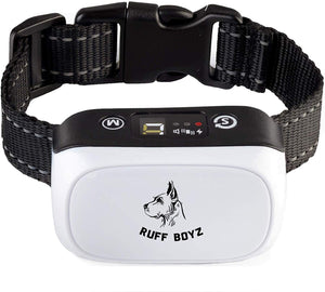 RUFF BOYZ collar de corteza para perros grandes, perros pequeños y medianos – Collar de corteza recargable con advertencia de sonido y control de vibración, Blanco - BESTMASCOTA.COM
