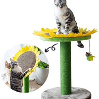 Catry Cat - Cama para árbol de girasol con poste rascador con torre de actividades de escalada cubierta de sisal y de fibra de yute natural 2 en 1 para rascar y cama, mejor regalo de vacaciones - BESTMASCOTA.COM