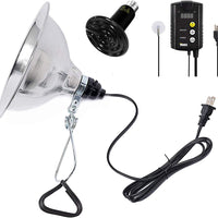 Simple Deluxe - Bombilla de repuesto de cerámica infrarroja de 100 W y abrazadera de 150 W con reflector de aluminio de 8.5 in y controlador digital de termostato de 40 – 108 °F para mascotas anfibias - BESTMASCOTA.COM