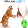 PAWABOO – Juguete para mascotas, jarrón interactivo, jarrón de pelota, para gatos, juguetes, plumas, whirl con contenedor para gatos, verde y amarillo - BESTMASCOTA.COM