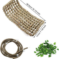 Juego de hamaca de dragón barbudo de Lizard con fibras de césped natural para mascotas, reclinable para mascotas con curvatura flexible y rama, para escalada en la selva para geckos, iganas, cangrejos ermitañales, serpientes y más reptiles - BESTMASCOTA.COM