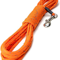 Mighty Paw Check Cord | Light Weight 30 Foot Dog Training Leash. Durable, Weather Resistant Climbers’ Rope with Reflective Stitching. Perfect for Training, Swimming, Hunting, Camping. (Orange) - BESTMASCOTA.COM