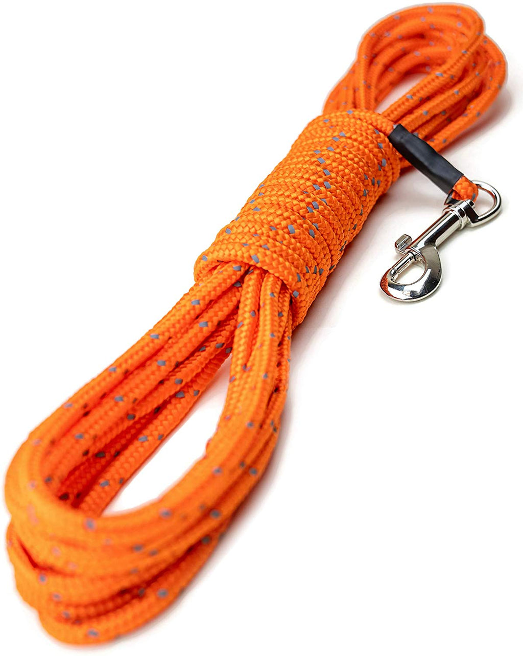 Mighty Paw Check Cord | Light Weight 30 Foot Dog Training Leash. Durable, Weather Resistant Climbers’ Rope with Reflective Stitching. Perfect for Training, Swimming, Hunting, Camping. (Orange) - BESTMASCOTA.COM