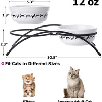 Y YHY Cuencos de cerámica para gatos y mascotas, cuencos de agua o alimentos de 312 ml, platos dobles para gatos, regalo para gato, color blanco - BESTMASCOTA.COM