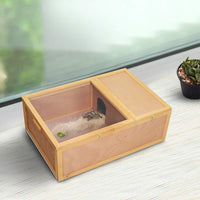 PawHut - Caseta de tortuga de madera de 37.0 in de largo, para interior de animales pequeños, jaula de reptil al aire libre - BESTMASCOTA.COM