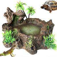 PINVNBY plataforma de resina para reptiles, árbol artificial, tronco, tanque de reptiles, cuenco de agua para alimentos para dragón, lagarto, gecko, rana de agua, serpiente - BESTMASCOTA.COM