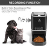 Comedero automático para mascotas | Comedero programable para perros y gatos de tamaño mediano y pequeño - Control de porciones de hasta 4 comidas/día, grabación de voz, batería y enchufe de 6,5 l (negro) - BESTMASCOTA.COM