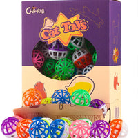 chiwava 48pcs 1.6" gato juguete bola con Bell de plástico entramado de Jingle Balls gatito Chase Pounce Sonajero Juguete Assorted Color - BESTMASCOTA.COM