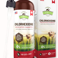 Champú de cloro hexidina para perros, gatos – 16 oz – Champú medicado para perros y gatos, lavado de mascotas para pieles irritadas, tratamiento de puntos calientes, mango, olor, infección de levadura, alivio de picazón de alergia, anillo, antifúngico, Es - BESTMASCOTA.COM