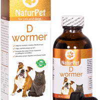 NaturPet D Wormer | 100% natural, seguro, eficaz desparasitario para perros y gatos | 3.3 oz líquido desparasitador de hierbas | el único medicamento natural para desparasitar mascotas que calma y cura el tracto digestivo - BESTMASCOTA.COM