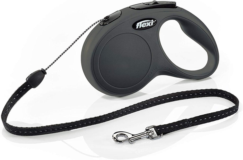 FLEXI New Classic Cord Black Retractable Dog Leash - BESTMASCOTA.COM