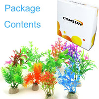 Pack de 10 plantas artificiales de acuario de COMSUN, tamaño pequeño de 10,16 a 4.5 in de altura aproximada, decoración para peceras, decoración del hogar, plástico, varios colores - BESTMASCOTA.COM