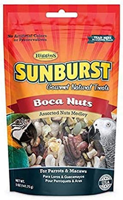 Higgins Sunburst Gourmet Natural Bird Treat, 5 Ounces, Shelled Boca Nuts for Parrots and Macaws - BESTMASCOTA.COM