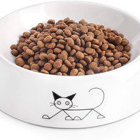 YHY Cuenco de cerámica para comida de gatos, 283 ml, no deslizante, cuenco para comida de gato, ancho y espeso, diseño elegante, color blanco, 6.5 pulgadas - BESTMASCOTA.COM