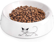 YHY Cuenco de cerámica para comida de gatos, 283 ml, no deslizante, cuenco para comida de gato, ancho y espeso, diseño elegante, color blanco, 6.5 pulgadas - BESTMASCOTA.COM