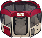 Zampa Portable Foldable Pet playpen Exercise Pen Kennel + Carrying Case for Larges Dogs Small Puppies/Cats | Indoor/Outdoor Use | Water Resistant - BESTMASCOTA.COM