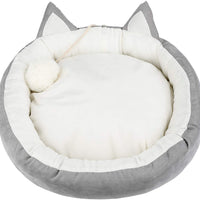 Cama redonda para cachorros y perros pequeños/cama lavable de 18,5 pulgadas con parte inferior impermeable y manta gratis - BESTMASCOTA.COM