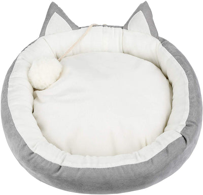 Cama redonda para cachorros y perros pequeños/cama lavable de 18,5 pulgadas con parte inferior impermeable y manta gratis - BESTMASCOTA.COM