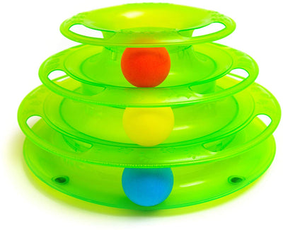 Juguete de pelota interactivo para gatos – Pelota de 3 niveles para múltiples gatos o gatos individuales – divertido juego de pista para gatitos a gatos y edades - BESTMASCOTA.COM