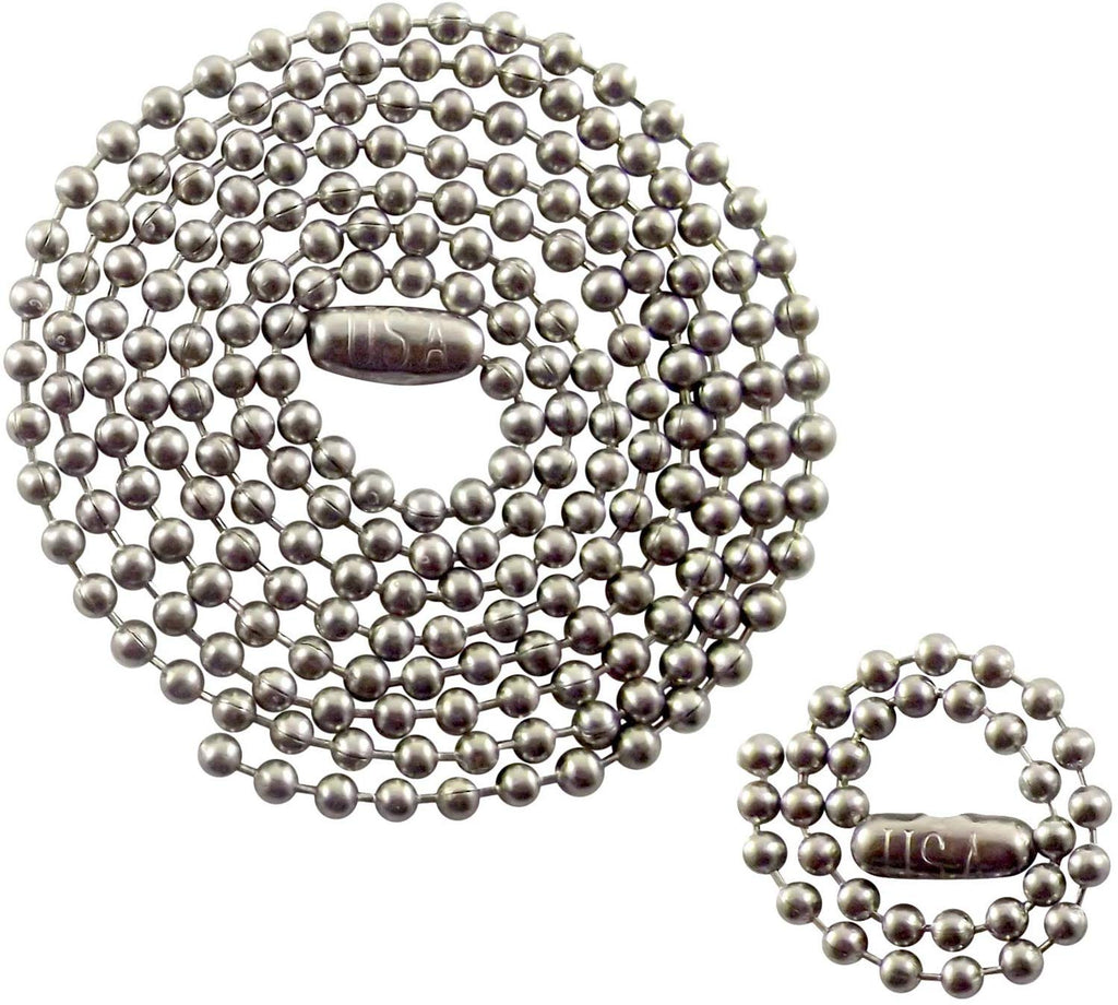 Juego de cadenas de acero inoxidable para perros militares – cadena de bolas de 27 pulgadas y 4.5 pulgadas – 0.094 in # 3 tamaño de cadena - BESTMASCOTA.COM