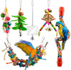 Juguetes de columpio de pájaros, 6 unidades, juguetes para masticar perchas colgantes con campanas, juguetes para masticar para paracaídas Cockatiels, conures, loros, pájaros de amor, Finches - BESTMASCOTA.COM