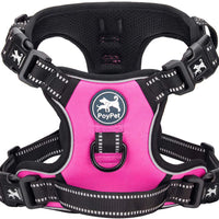 PoyPet 2019 - Arnés para perro con 4 hebillas a presión, reflectante con 2 ganchos delanteros y traseros y un mango de fácil control [no necesita pasar por encima de la cabeza del perro] - BESTMASCOTA.COM