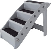Escaleras plegables de plástico para mascotas, durables, interiores o al aire libre, diseño de 4 pasos - BESTMASCOTA.COM