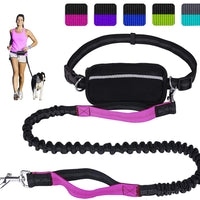 Correa para perro de LANNEY, manos libres, para correr, caminar, entrenamiento, senderismo, con doble asa, con correa reflectante, bolsa dispensadora de bolsa de cuna, cinturón ajustable para la cintura, absorción de golpes, ideal para perros medianos a g - BESTMASCOTA.COM