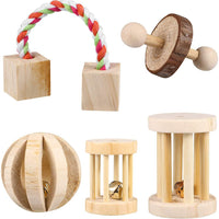 POPETPOP - Juguete de madera natural para masticar hámster, juguete de ejercicio, campana, rodillo, cuidado de dientes, juguete molar para conejos, conejos, ratas, gerbillos y otros animales pequeños - BESTMASCOTA.COM