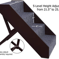ARF mascotas perro Stairs, 5 niveles ajuste de altura Pet Pasos de madera, plegable - BESTMASCOTA.COM