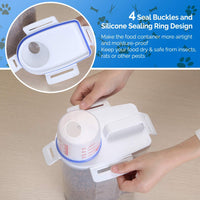 Kytely Airtight Pet Food Storage Container, Small Dog Food Container with Measuring Cup, Cat Food Container with Pour Spout, 4 Seal Buckles Food Dispenser for Regular Food, Dogs, Cats, Birds - BESTMASCOTA.COM