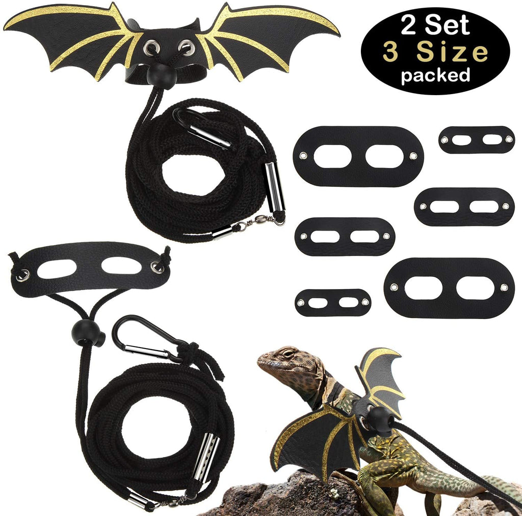 Frienda 6 piezas ajustable Lizard Leash Reptile Arnés de dragón con correa Gecko con alas de cuero para Lizards Anfibios y animales pequeños de mascotas, 3 tamaños - BESTMASCOTA.COM