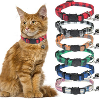BWOGUE Collar para gato con campana – 6 paquetes de colores clásicos a cuadros, collares de seguridad ajustables para cachorro de gatito - BESTMASCOTA.COM