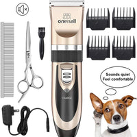 Kit de Corte para mascotas, bajo nivel de ruido Oneisall perro y gato, eléctrico, recargable e inalámbrico Set de cortauñas - BESTMASCOTA.COM
