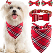 Collar con lazo para perro con campana, bandana clásica a cuadros, baberos triangulares, accesorios para bufanda, paquete de 2 lazos, para cachorros y gatos - BESTMASCOTA.COM