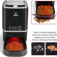 Comedero automático para mascotas | Comedero programable para perros y gatos de tamaño mediano y pequeño - Control de porciones de hasta 4 comidas/día, grabación de voz, batería y enchufe de 6,5 l (negro) - BESTMASCOTA.COM
