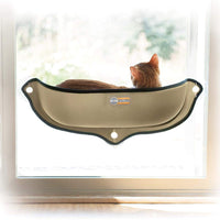 K&H Pet Products EZ - Alféizar para ventana o puerta, se monta prácticamente en cualquier ventana de cristal o puerta, color marrón, 27 x 11 x 6 pulgadas - BESTMASCOTA.COM
