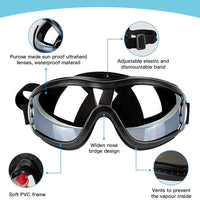 PEDOMUS - Gafas de sol para perro, correa ajustable para viajes, esquí y antiempañamiento para mascotas, tamaño mediano a grande, color negro - BESTMASCOTA.COM