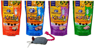 Wellness Kittles Grain Free Cat Treats 4 Sabor con Toy BUNDLE, (1) cada): Turquía, Whitefish, Pato y pollo, 2 onzas - BESTMASCOTA.COM