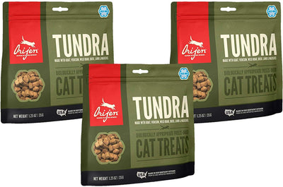 Orijen 3 paquetes de golosinas para gatos Tundra, 1.25 onzas cada una, congelado, sin granos, fabricado en los Estados Unidos - BESTMASCOTA.COM