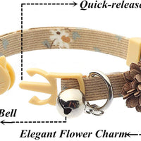 BoomBone Collar con diseño de flor de gato, 3 unidades, para perros pequeños con campana - BESTMASCOTA.COM